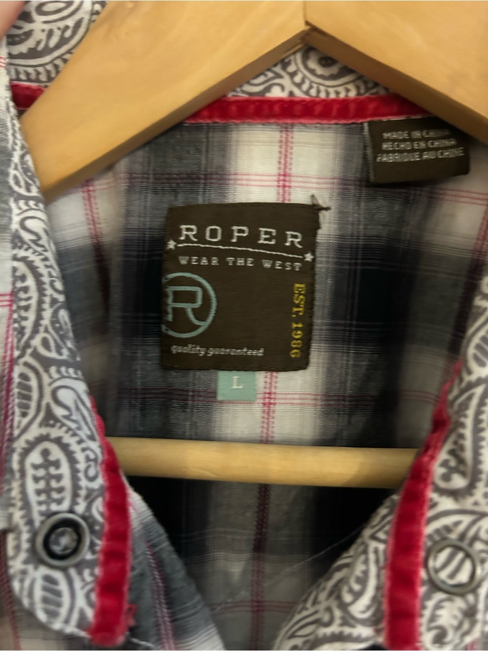 Roper Black, White & Pink Plaid Short-Sleeve Western Shirt - Picture 2 of 4